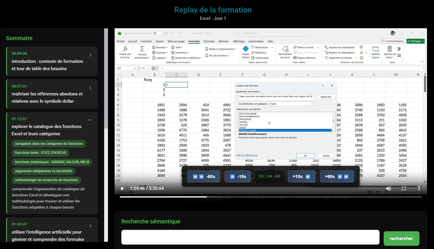 sommaire automatique lereplay